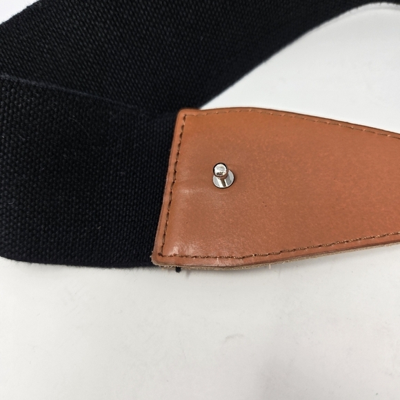 LP BY LINEA PELLE COGNAC BROWN LEATHER & BLACK STRETCH FOLD OVER BELT WOMEN M - Picture 15 of 15